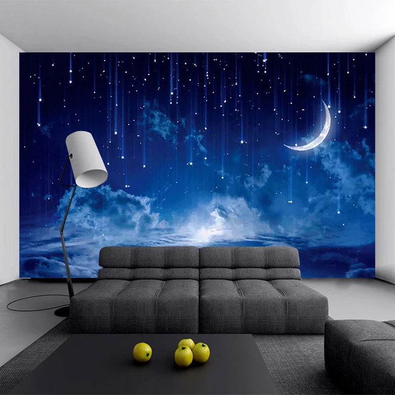 壁画壁紙カスタム青い夜空子供の寝室の背景の壁の写真 3D ス - Custom Night Sky のレビューと価格