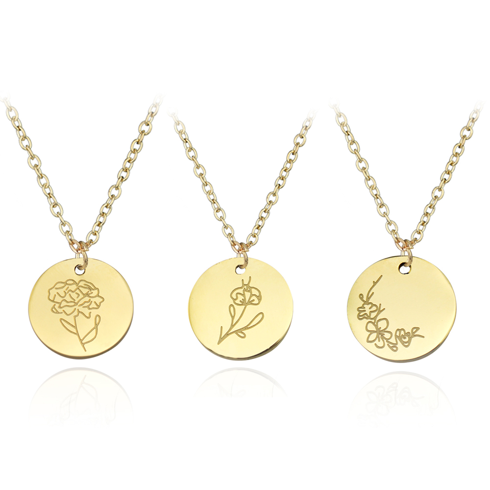 新着ステンレス鋼誕生月の花チョーカーネックレスイヤリング女性 - Birth Flower Necklace のレビューと価格