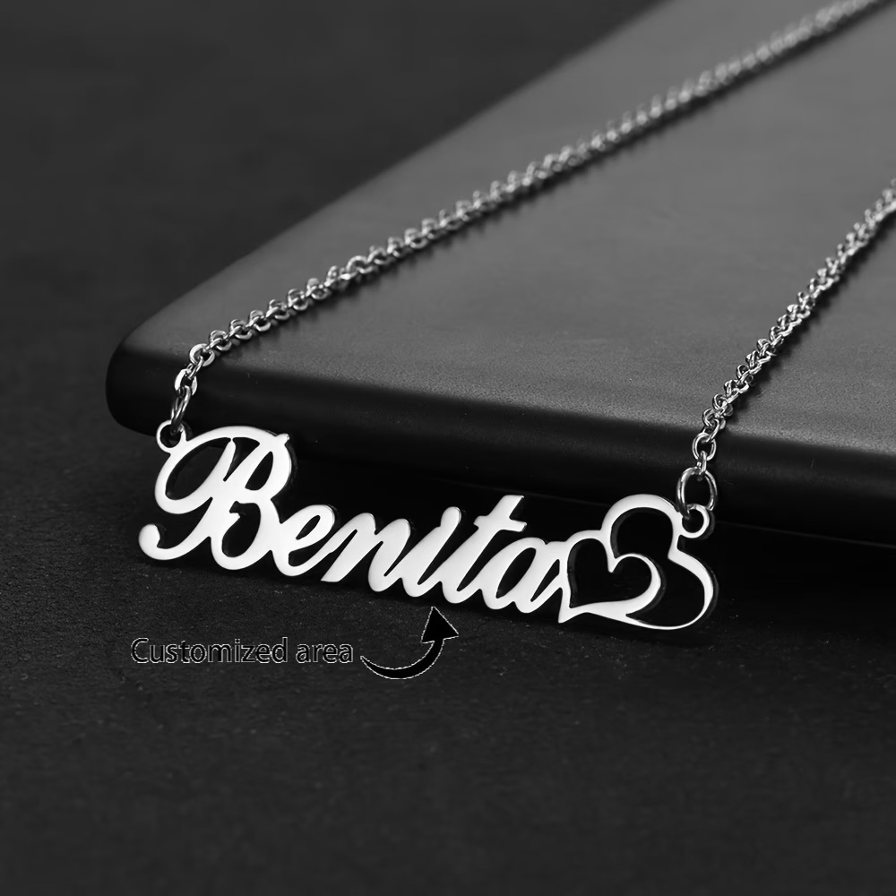 パーソナライズされたダブルハートカスタムネームネックレスステ - Name Necklace Custom のレビューと価格